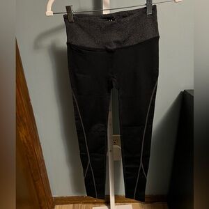 M U.S.A. Black with Dark Gray High-Waisted Leggings NWOT Small